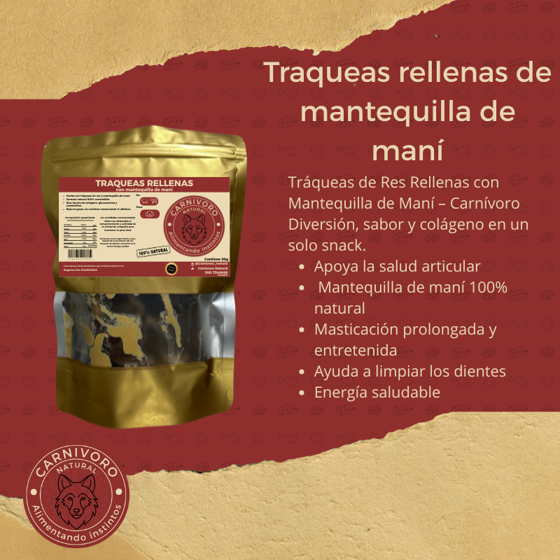 Carnivoro Traqueas De Res Rellenas Con Mantequilla De Mani