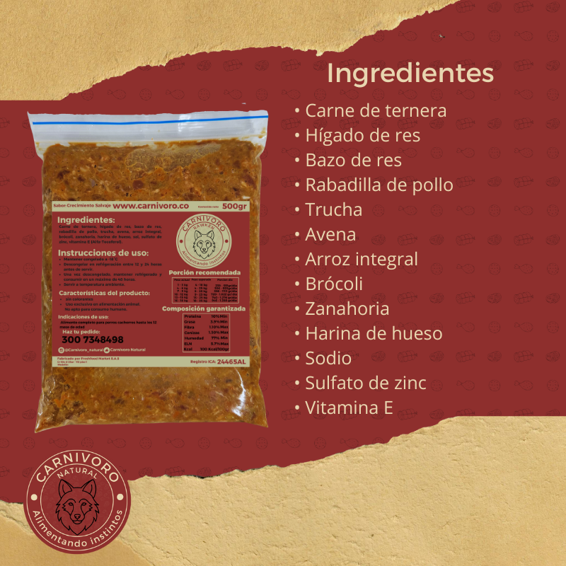 Carnivoro Crecimiento Salvaje 500g