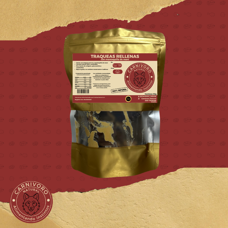 Carnivoro Traqueas De Res Rellenas Con Mantequilla De Mani